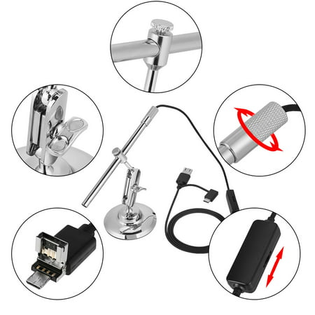 1pc 200X 8-LED Microscope Endoscope 720P Camera Magnifier USB/Micro USB for Computer/Cellphone Pangding Endoscope Magnifier 